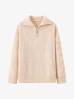 Premium Cashmere Half-Zip Polo Sweater - Luxury Oversize Knit Top
