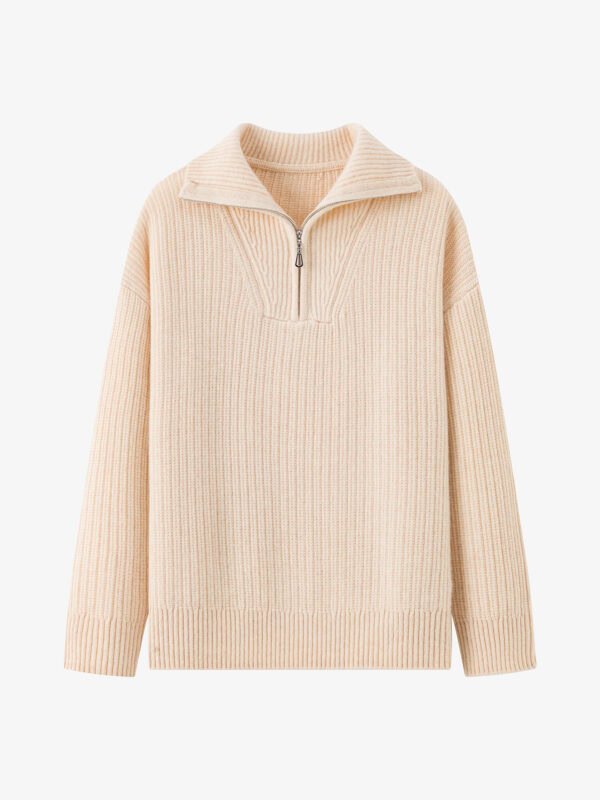 Premium Cashmere Half-Zip Polo Sweater - Luxury Oversize Knit Top