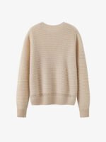 PREMIUM CASHMERE TOUCH CREWNECK SWEATER WITH OPENWORK KNIT | SOFT BEIGE