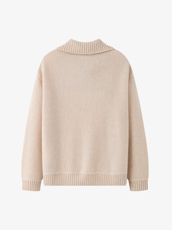 LUXURY CASHMERE BLEND HALF-ZIP COLLARED SWEATER | SOFT CREAM