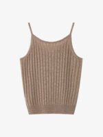 GOAT CASHMERE RICH V-NECK RIBBED CAMISOLE | TAUPE BROWN & IVORY WHITE