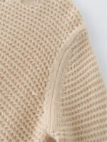 PREMIUM CASHMERE TOUCH CREWNECK SWEATER WITH OPENWORK KNIT | SOFT BEIGE