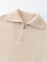 LUXURY CASHMERE BLEND HALF-ZIP COLLARED SWEATER | SOFT CREAM