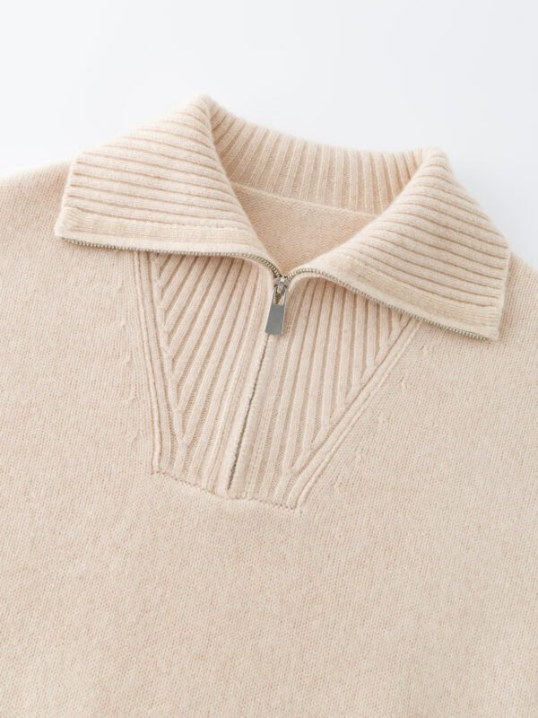 LUXURY CASHMERE BLEND HALF-ZIP COLLARED SWEATER | SOFT CREAM