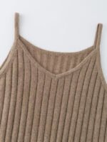 GOAT CASHMERE RICH V-NECK RIBBED CAMISOLE | TAUPE BROWN & IVORY WHITE