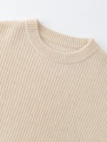 LUXURY CASHMERE CREWNECK SWEATER | SOFT BEIGE, HIGH-LOW HEM