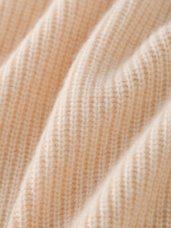 LUXURY CASHMERE POLO NECK SWEATER | TAUPE BROWN & CREAM BEIGE, RIBBED KNIT