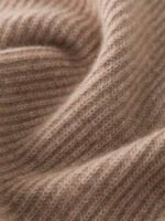 SOFT CASHMERE-TOUCH ZIP-UP CARDIGAN WITH SHAWL COLLAR | TAUPE BROWN & SOFT BEIGE