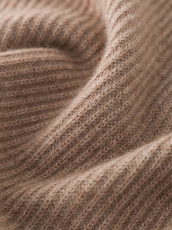 SOFT CASHMERE-TOUCH ZIP-UP CARDIGAN WITH SHAWL COLLAR | TAUPE BROWN & SOFT BEIGE