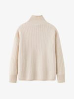 LUXURY CASHMERE TURTLENECK SWEATER | CREAM WHITE & TAUPE BROWN, TEXTURED KNIT