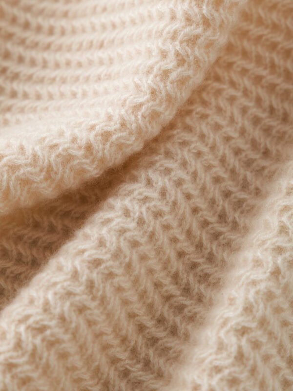 PREMIUM CASHMERE TOUCH CREWNECK SWEATER WITH OPENWORK KNIT | SOFT BEIGE