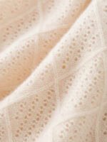 SOFT CASHMERE-TOUCH CREWNECK SWEATER WITH DIAMOND OPENWORK KNIT | LIGHT GREY & SOFT BEIGE