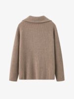 100% CASHMERE HALF-ZIP COLLARED SWEATER | LIGHT GREY & TAUPE BROWN