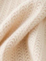 LUXURY CASHMERE TURTLENECK SWEATER | CREAM WHITE & TAUPE BROWN, TEXTURED KNIT