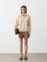 LUXURY CASHMERE BLEND HALF-ZIP COLLARED SWEATER | SOFT CREAM