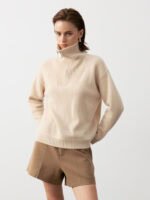 LUXURY CASHMERE BLEND HALF-ZIP COLLARED SWEATER | SOFT CREAM