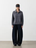 LUXURY CASHMERE HALF-ZIP COLLARED SWEATER | TAUPE BROWN & CHARCOAL GREY