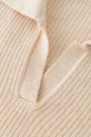 LUXURY CASHMERE POLO NECK SWEATER | TAUPE BROWN & CREAM BEIGE, RIBBED KNIT
