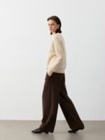 PREMIUM CASHMERE TOUCH CREWNECK SWEATER WITH OPENWORK KNIT | SOFT BEIGE