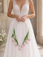 Pink Tulip Pearl Bridal Bouquet