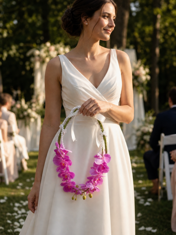 Purple Orchid Pearl Hoop Bridal Bouquet
