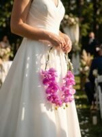 Purple Orchid Pearl Hoop Bridal Bouquet