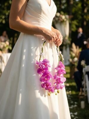 Purple Orchid Pearl Hoop Bridal Bouquet