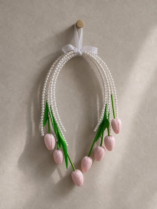 Pink Tulip Pearl Bridal Bouquet