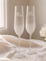 Custom Mr. & Mrs. Pearl Wedding Champagne Flutes