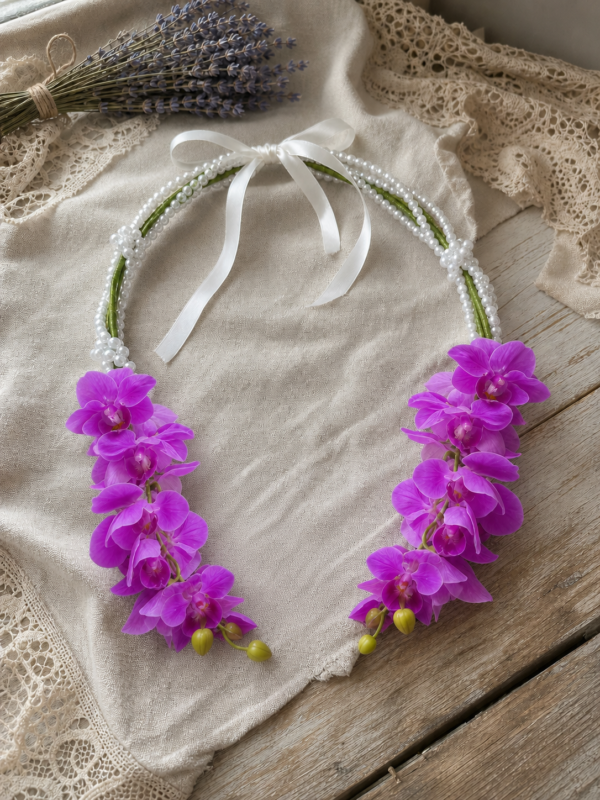 Purple Orchid Pearl Hoop Bridal Bouquet