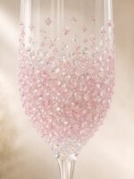 Pink Crystal Champagne Flute Set of 2 for Wedding Toasts