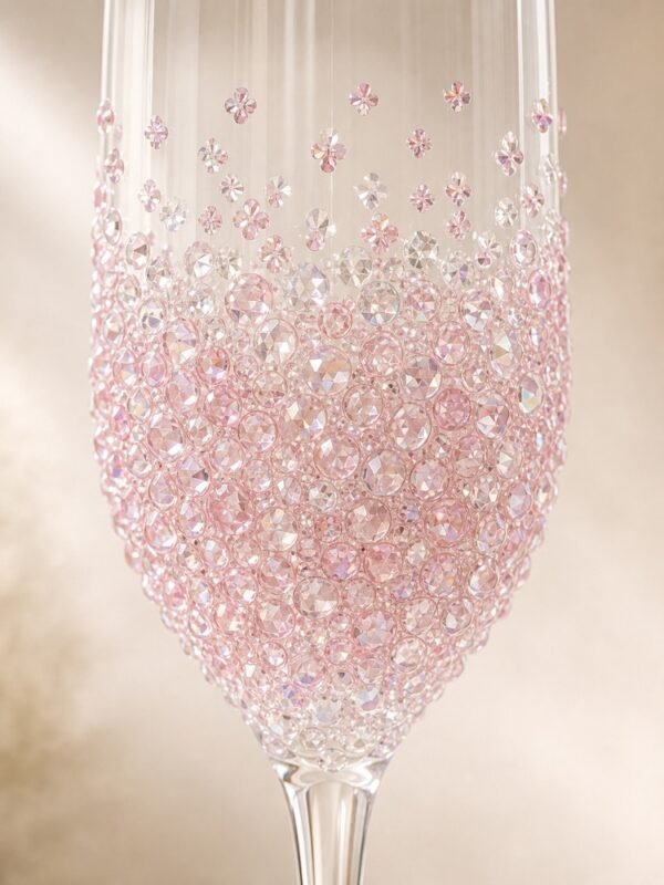 Pink Crystal Champagne Flute Set of 2 for Wedding Toasts