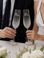 Custom Mr. & Mrs. Pearl Wedding Champagne Flutes