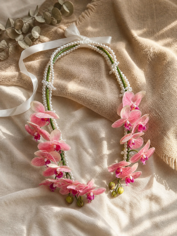 Pink Orchid Pearl Hoop Bridal Bouquet