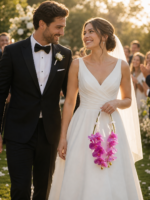Purple Orchid Pearl Hoop Bridal Bouquet