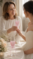 Pink Crystal Bow Champagne Flute Set of 2