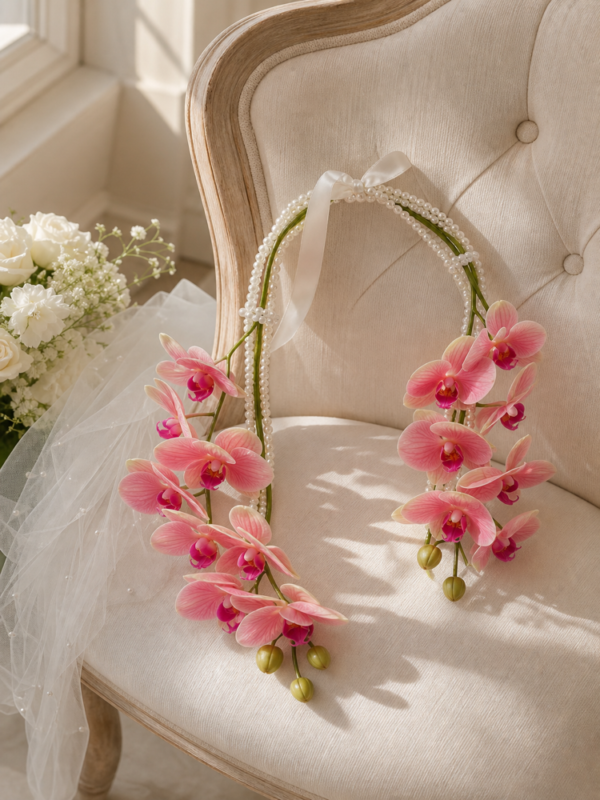 Pink Orchid Pearl Hoop Bridal Bouquet
