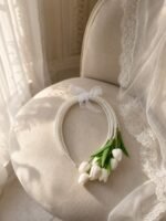White Tulip Pearl Hoop Bridal Bouquet