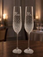 Custom Mr. & Mrs. Pearl Wedding Champagne Flutes