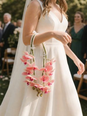 Pink Orchid Pearl Hoop Bridal Bouquet