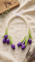 Purple Tulip Pearl Bridal Bouquet