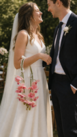 Pink Orchid Pearl Hoop Bridal Bouquet