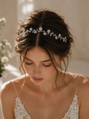 Silver Blossom Bridal Hair Vine