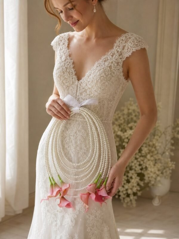 Pink Calla Lily Pearl Bridal Bouquet