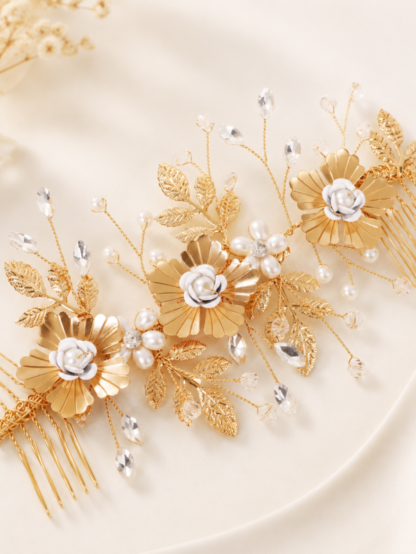 Gold Floral Bridal Hair Vine