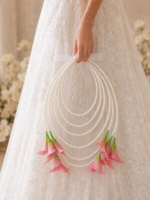Pink Calla Lily Pearl Bridal Bouquet