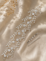 Silver Floral Crystal Bridal Hair Vine