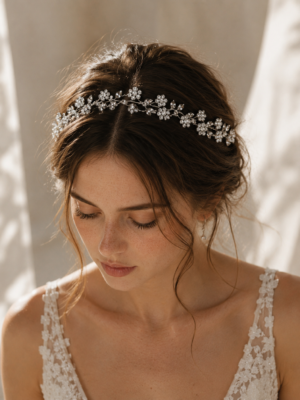 Silver Floral Crystal Bridal Hair Vine