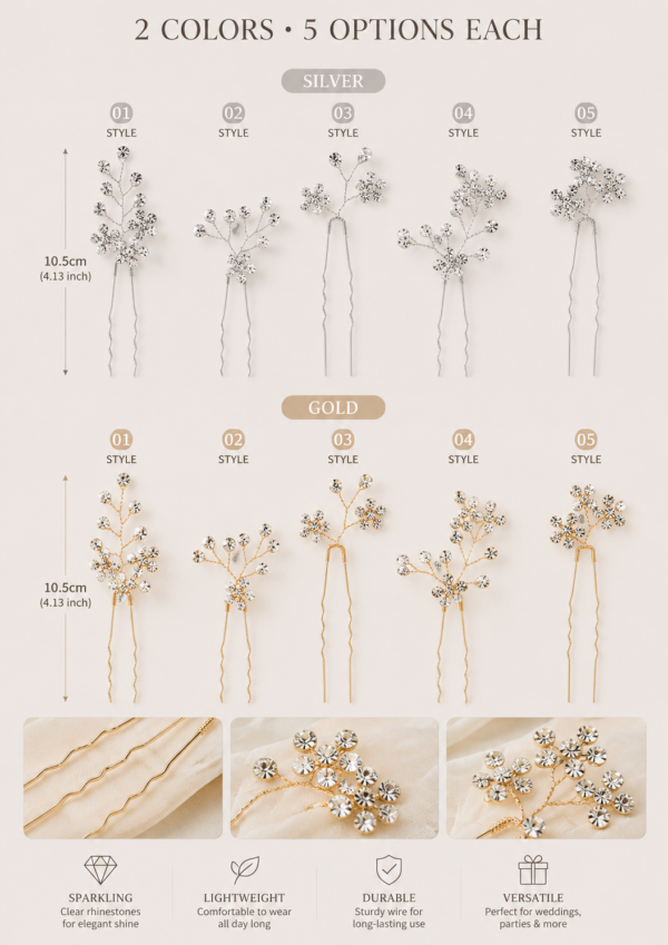 Five-Piece Floral Bridal Hair Pin Set