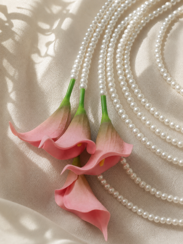 Pink Calla Lily Pearl Bridal Bouquet